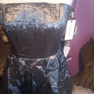 Calvin Klein Strapless Metallic Taffeta  Dress